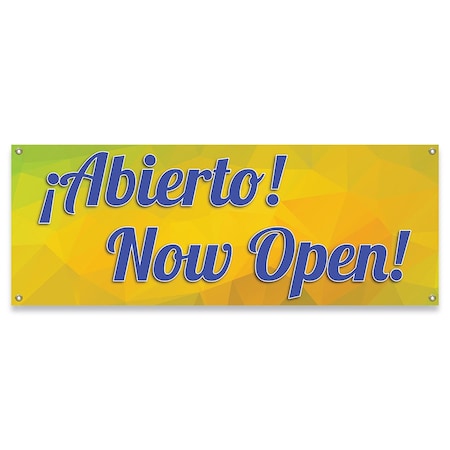 Signmission Abierto Now Open Banner Concession Stand Food Truck Single Sided B-30006